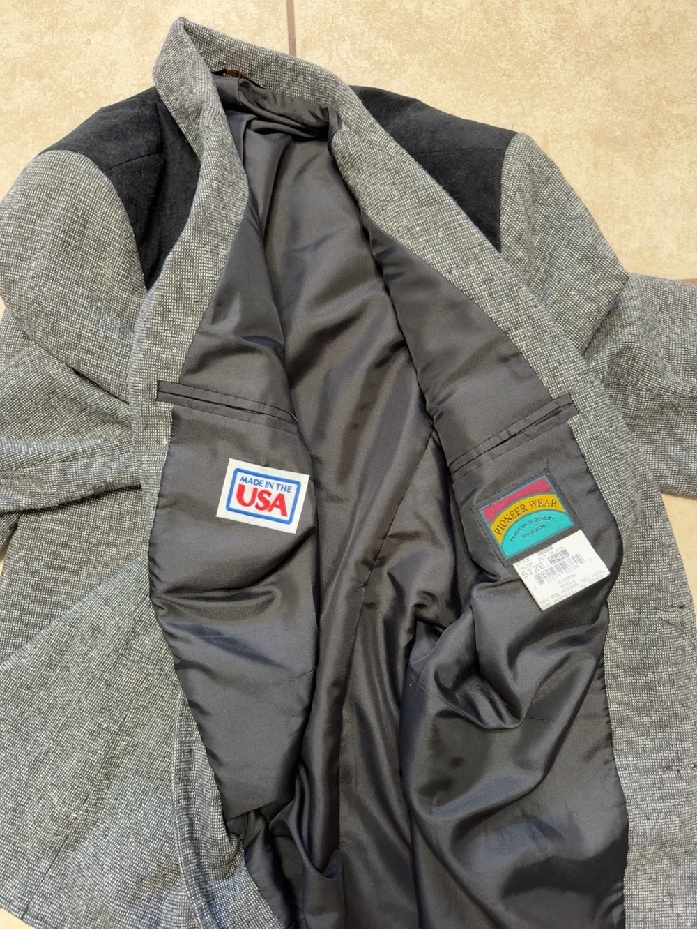Vintage Pioneer Wear Western Sport Coat Blazer 54L USA Gray Black Cowboy Rodeo - Picture 11 of 11